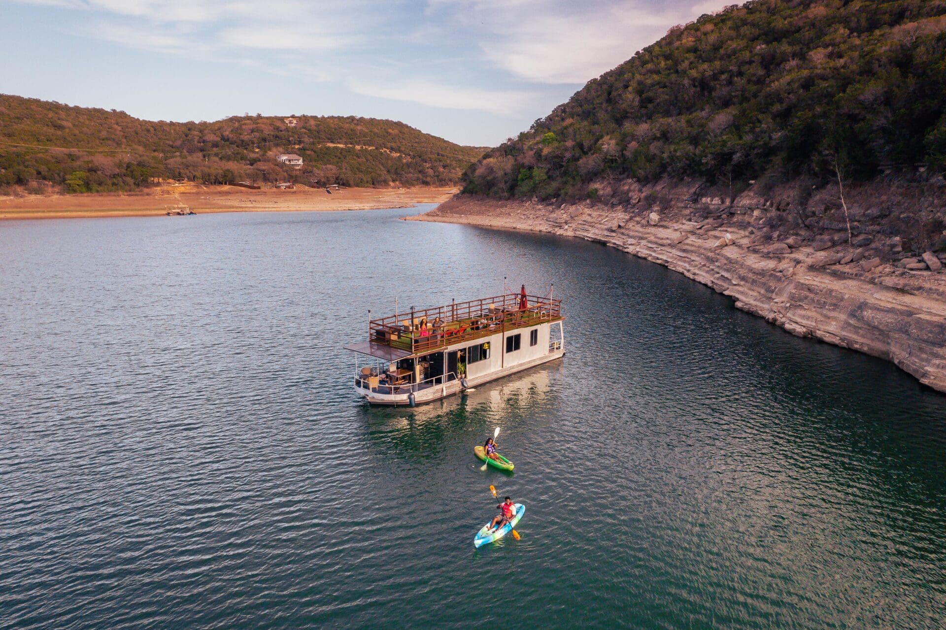 Houseboat Airbnb rental on Lake Travis in Austin, TX