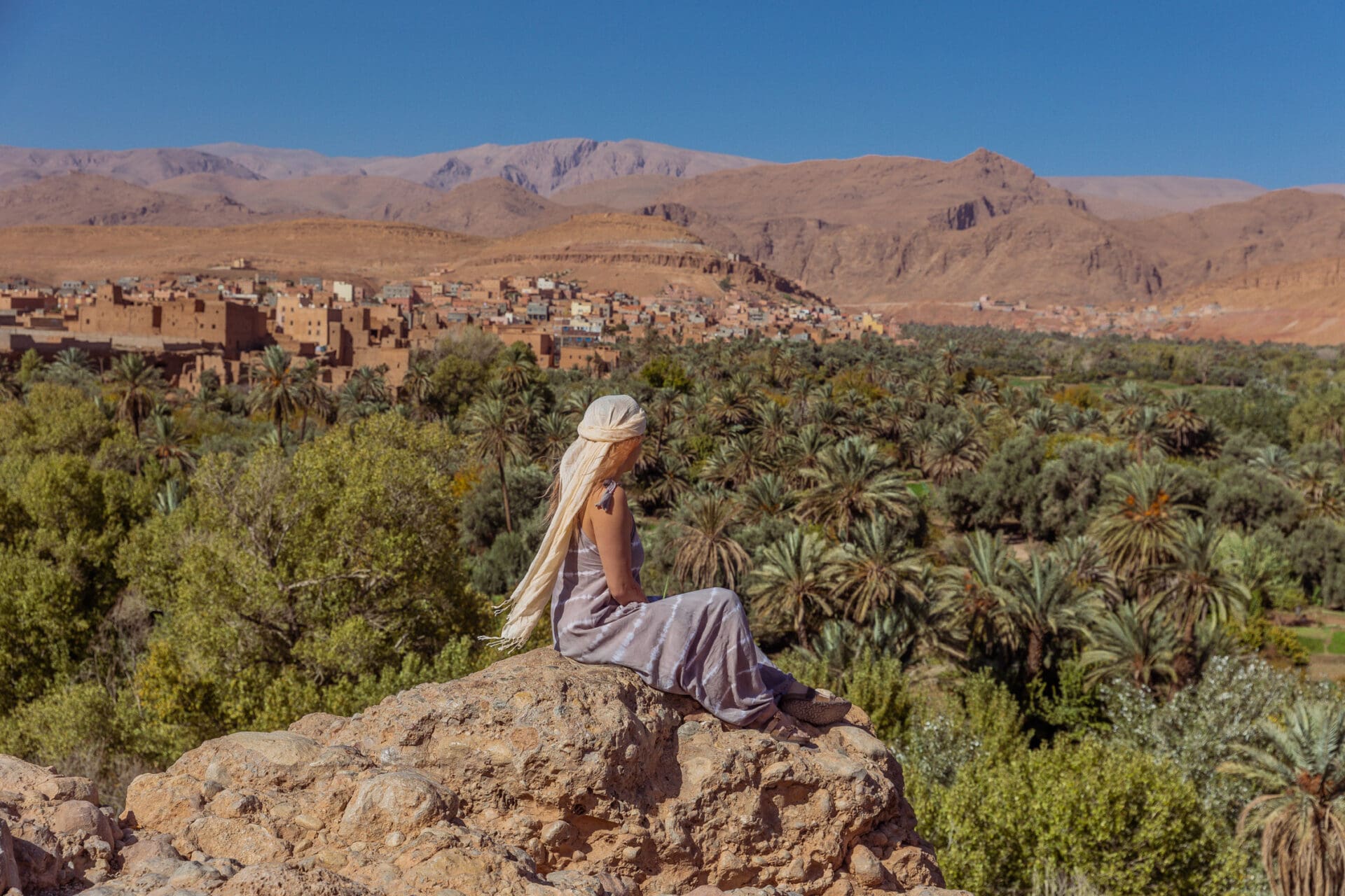 Woman in a Moroccan desert oasis