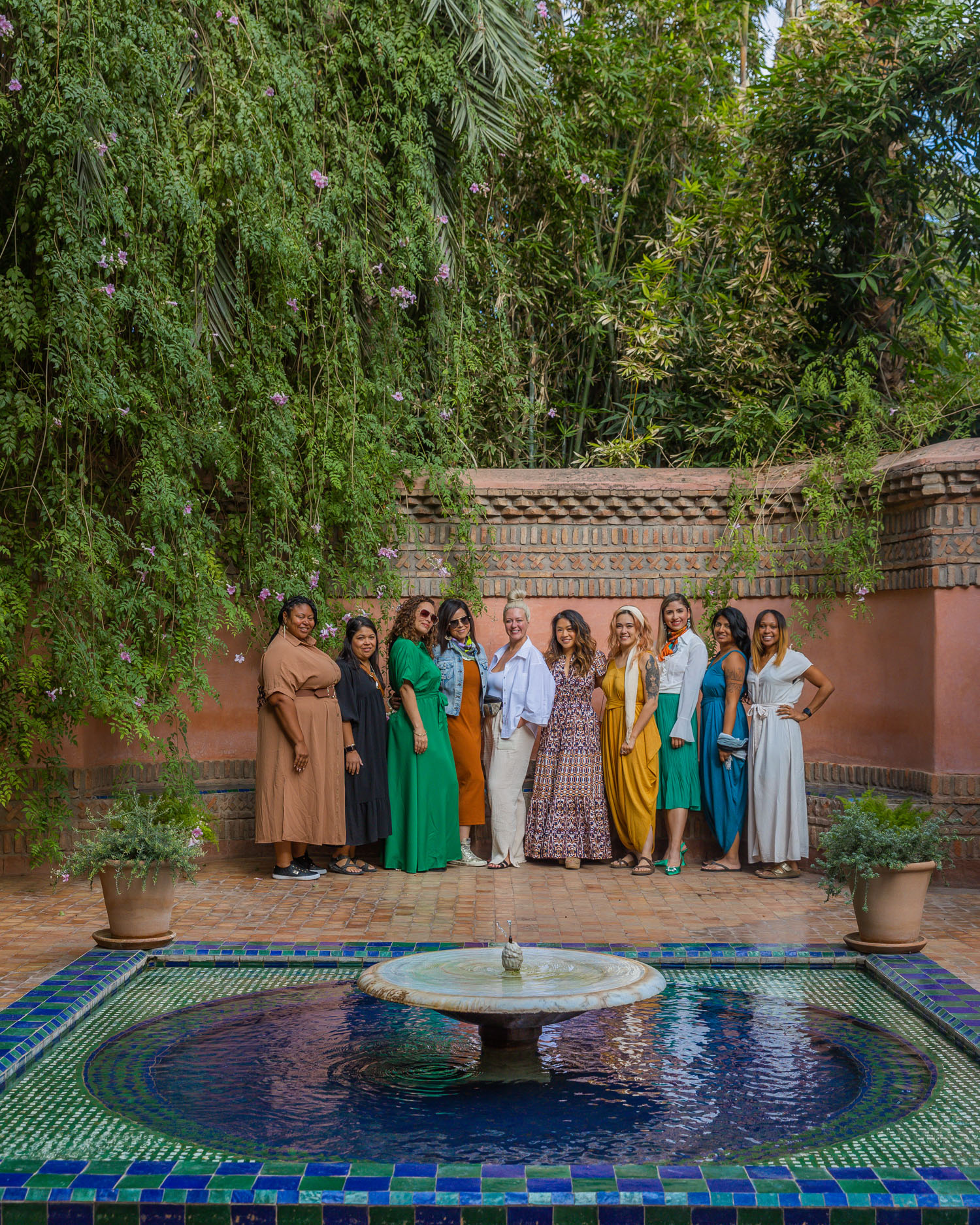 Group of women on Jetset Trips tour at Le Jardin Majorelle YSL Museum, Marrakech, Morocco