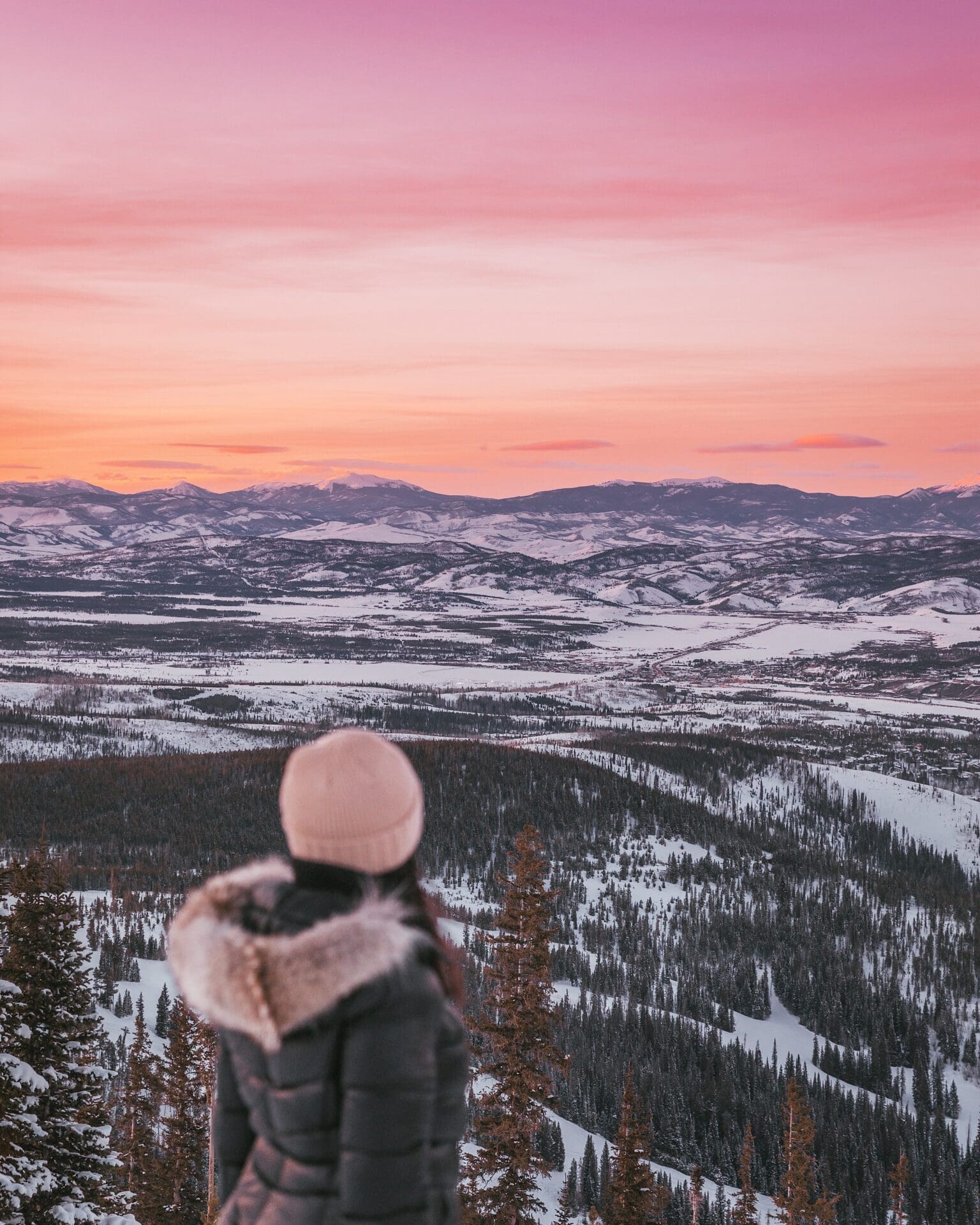 Winter Park ski resort at sunset