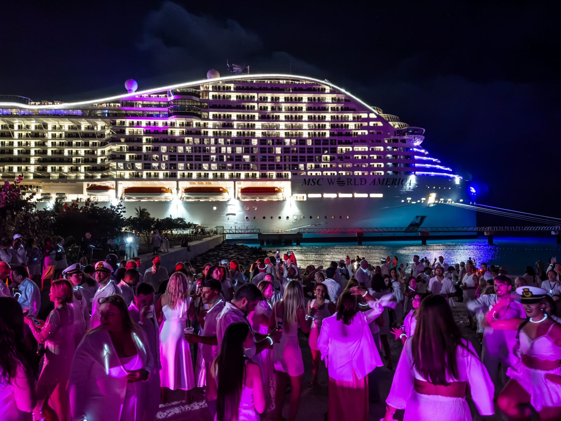 White Party on the beach Ocean Cay MSC World America
